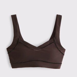 Abercrombie YPB sculptLUX Sweetheart Sport Bra | Coffee with Velvet Stripe | XS